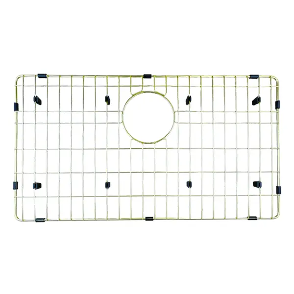 26-3/8" Gold Stainless Steel Bottom Grid with Rear Drain Opening for 30" Sink – GRHM-3018-GL