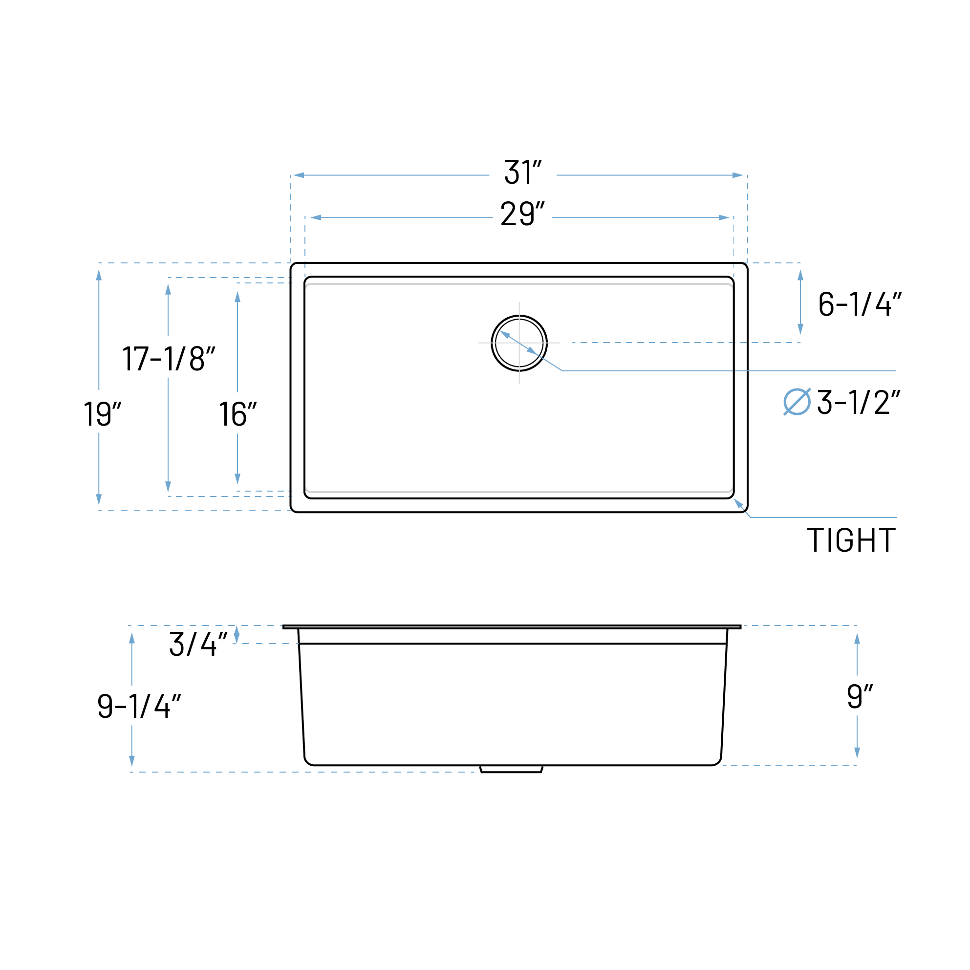 31" Workstation Single Bowl Undermount Kitchen Sink with Accessories, KHWS-3119-9-S-R20 - Image 6