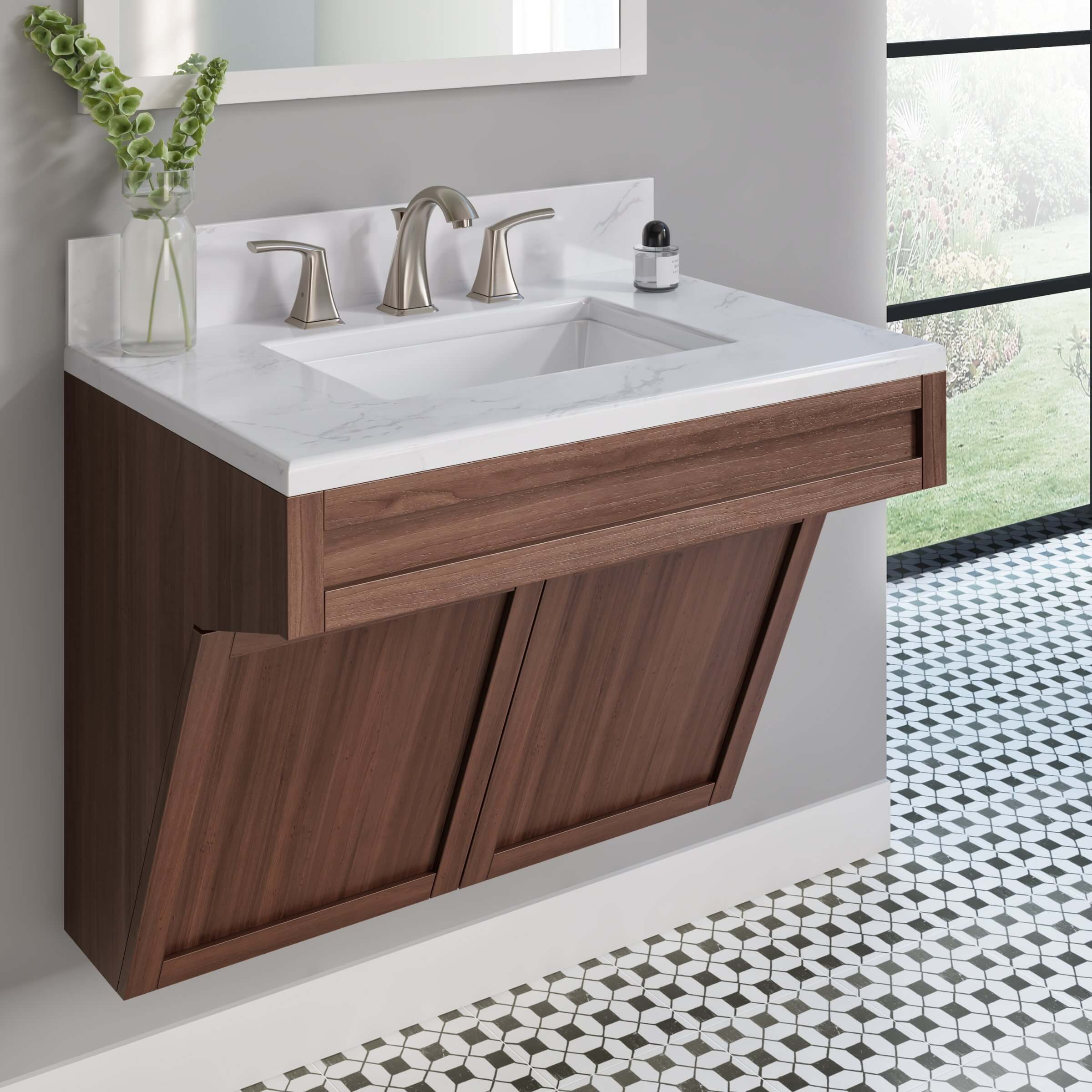 Two Handle Widespread Bathroom Faucet with Pop-up Drain in Brushed Nickel, A-6570-BN - Image 4
