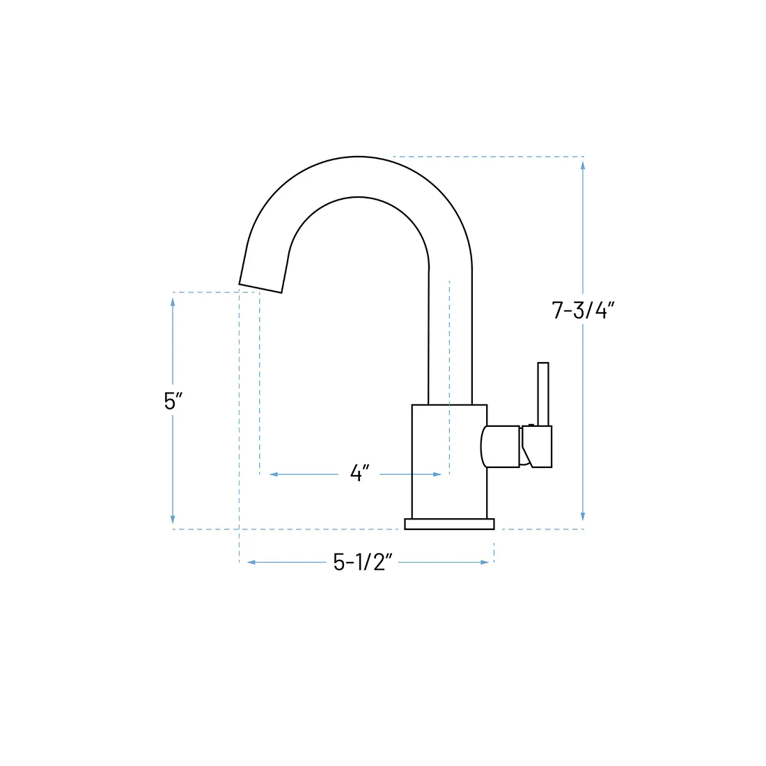 High Arc Single Handle Bathroom Faucet with Pop-up Drain in Black, A-7005-BL - Image 2