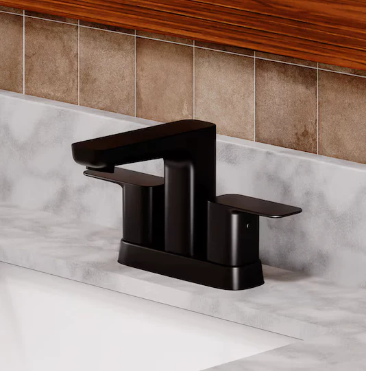 Matte Black Two Handle Centerset Bathroom Faucet with Pop-up Drain, A-7024-BL - Image 4