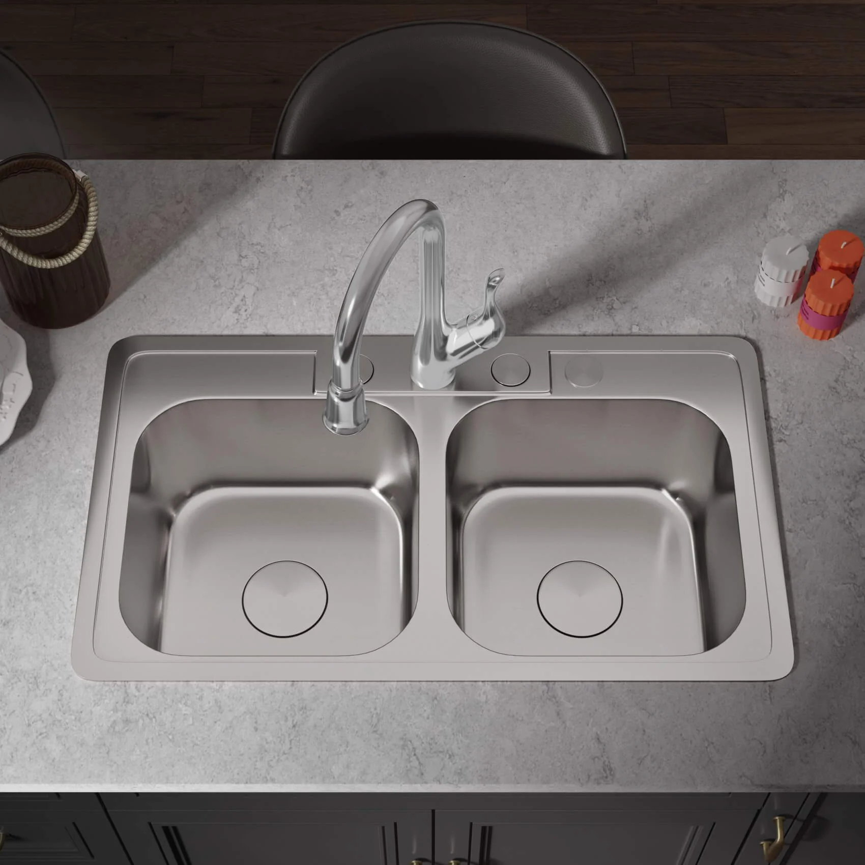 Pull-Down Sprayer Single Handle Kitchen Faucet in Chrome, A-710-C - Image 3