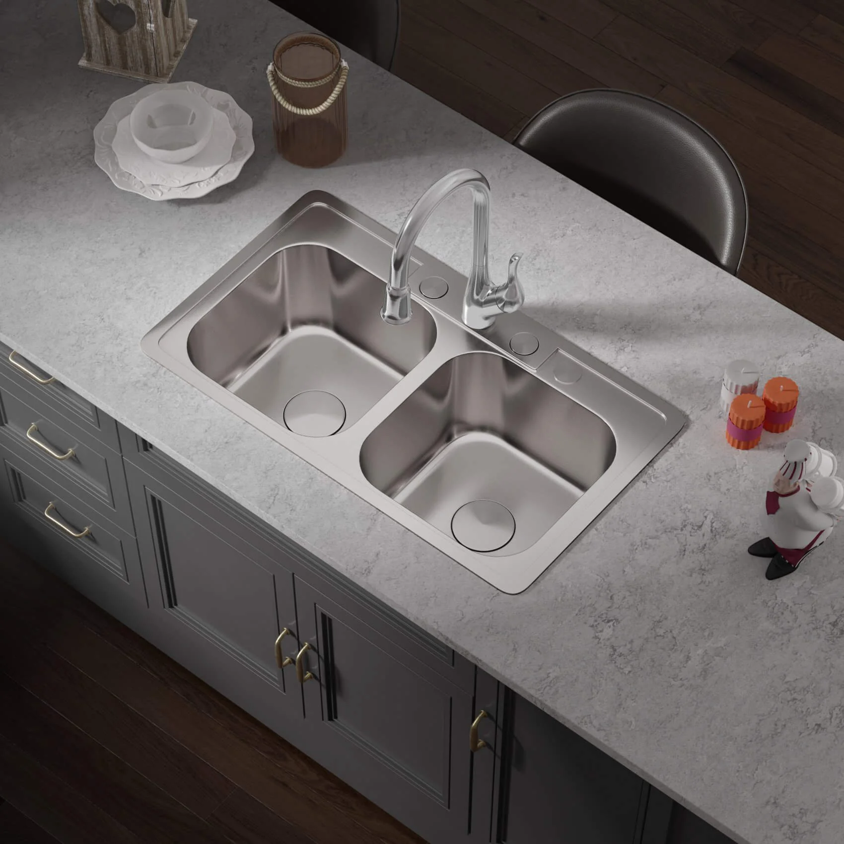 Pull-Down Sprayer Single Handle Kitchen Faucet in Chrome, A-710-C - Image 4