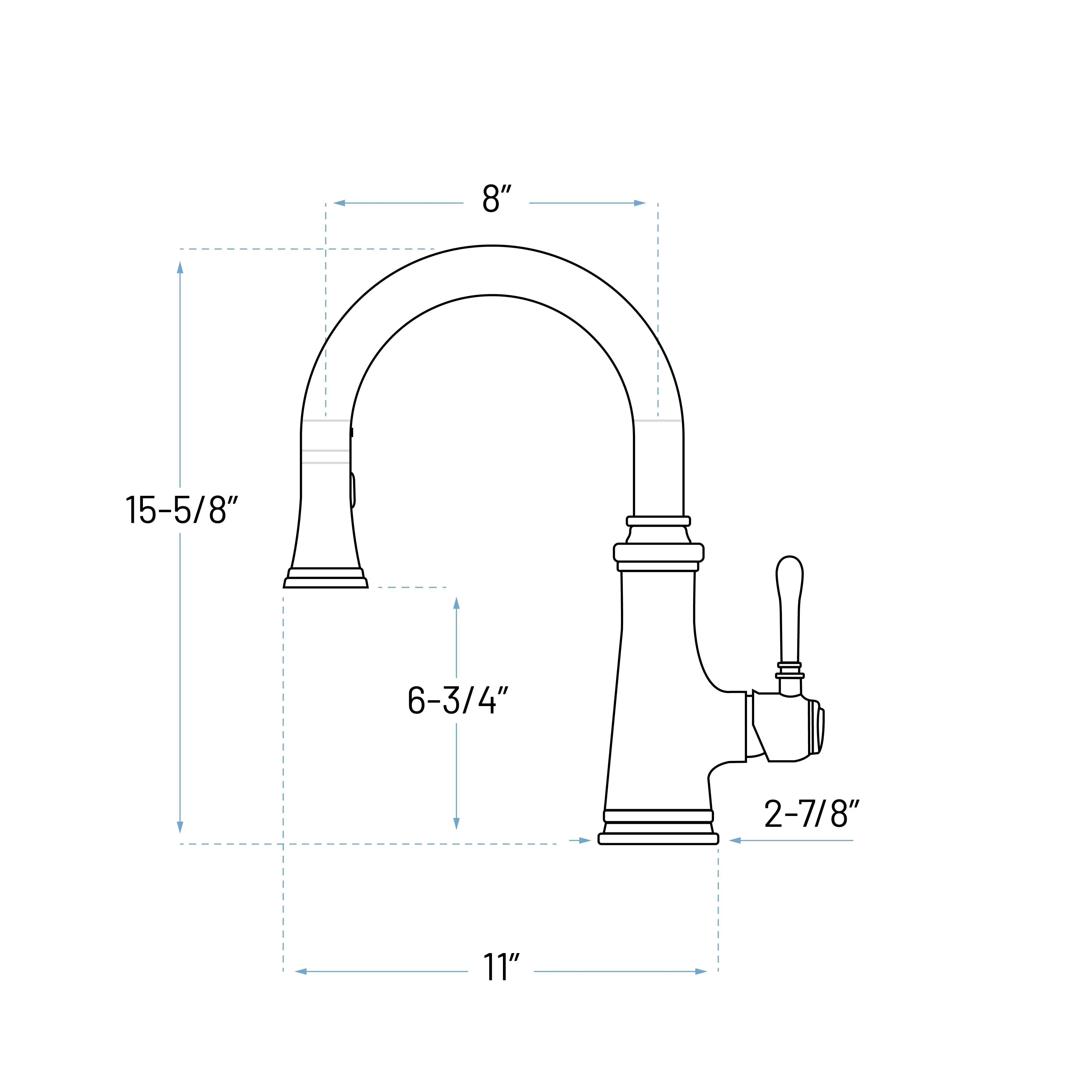 Brushed Nickel Single Hole, Single Handle Kitchen Faucet with Pull-Down Sprayer, A-726-BN - Image 2