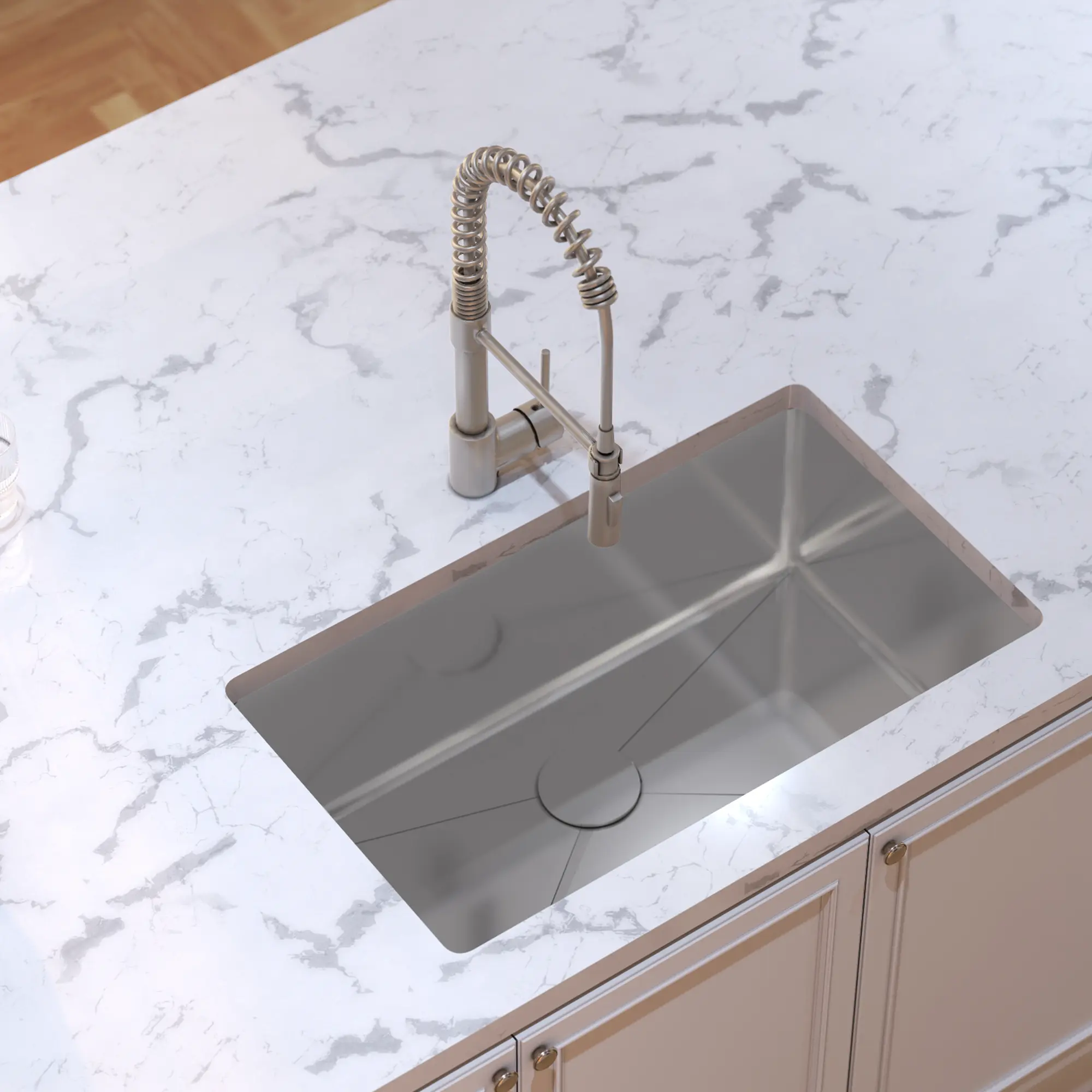 Spring Kitchen Faucet with Pull-Down Sprayer in Brushed Nickel, A-807-BN - Image 4