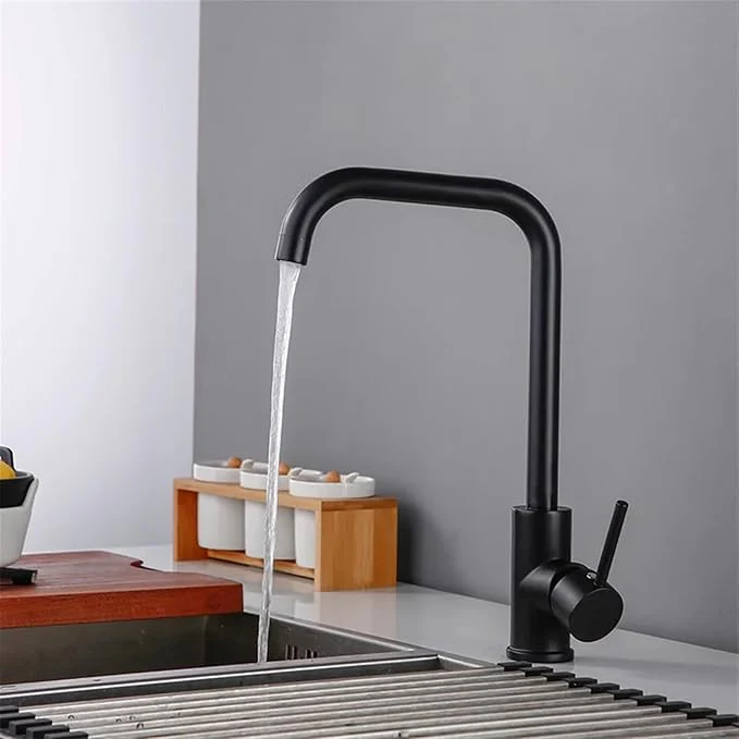 Matte Black High-Arch Single Handle Kitchen Faucet, A-809-BL - Image 3