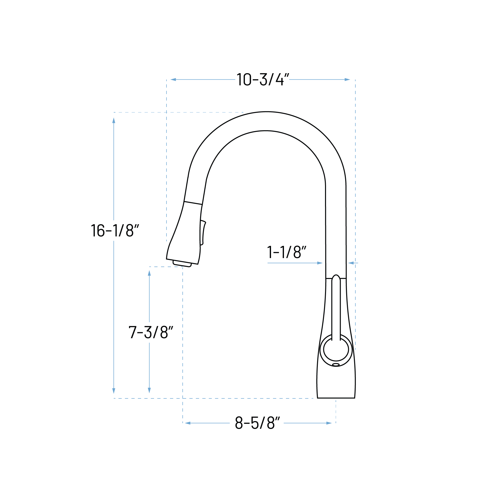 Single Handle Pull-Down Kitchen Faucet in Chrome, A-810-C - Image 2