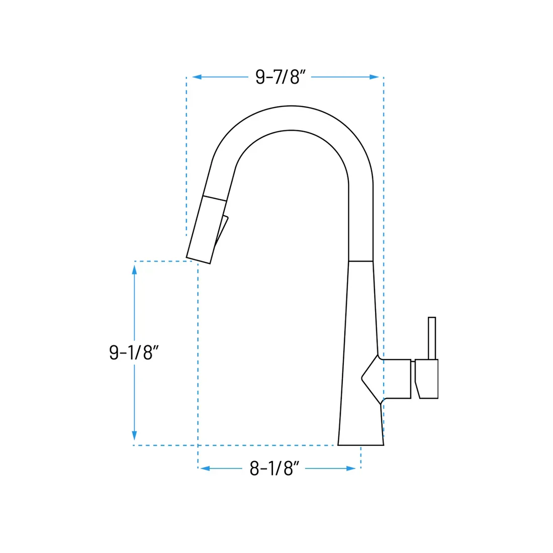 Matte Black Sleek Single Handle Pull-Down Kitchen Faucet, A-811-BL - Image 2