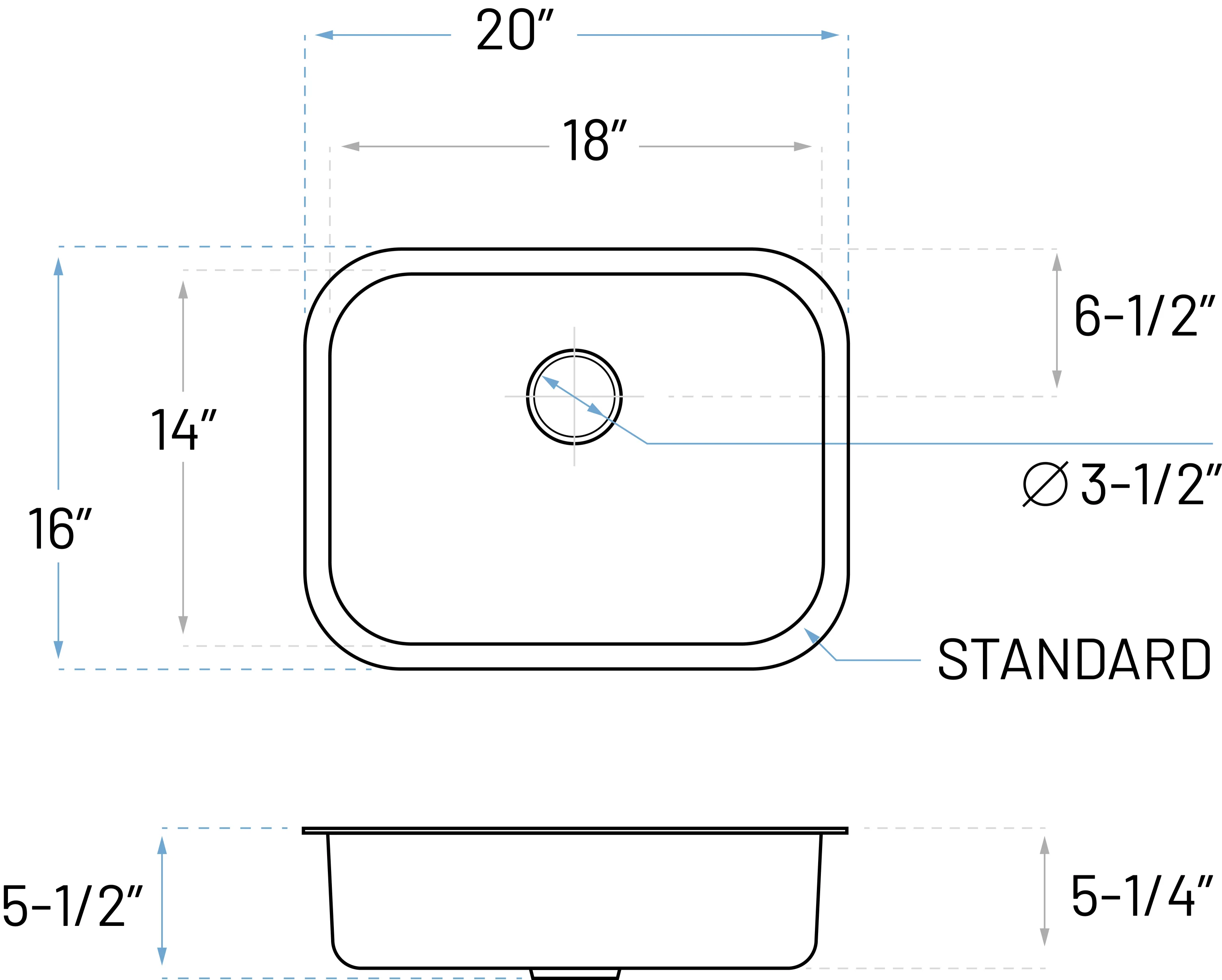 20" Compact Undermount Stainless Steel Single Bowl ADA Kitchen and RV Sink, ADA-KSN-2016-S - Image 4