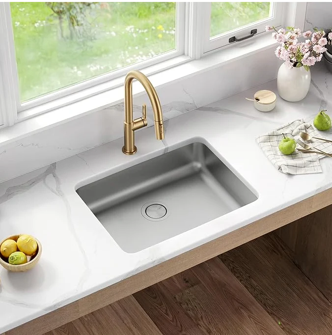 23" ADA-Compliant Undermount Stainless Steel Single Bowl Kitchen Sink, ADA-KSN-2318-S - Image 4