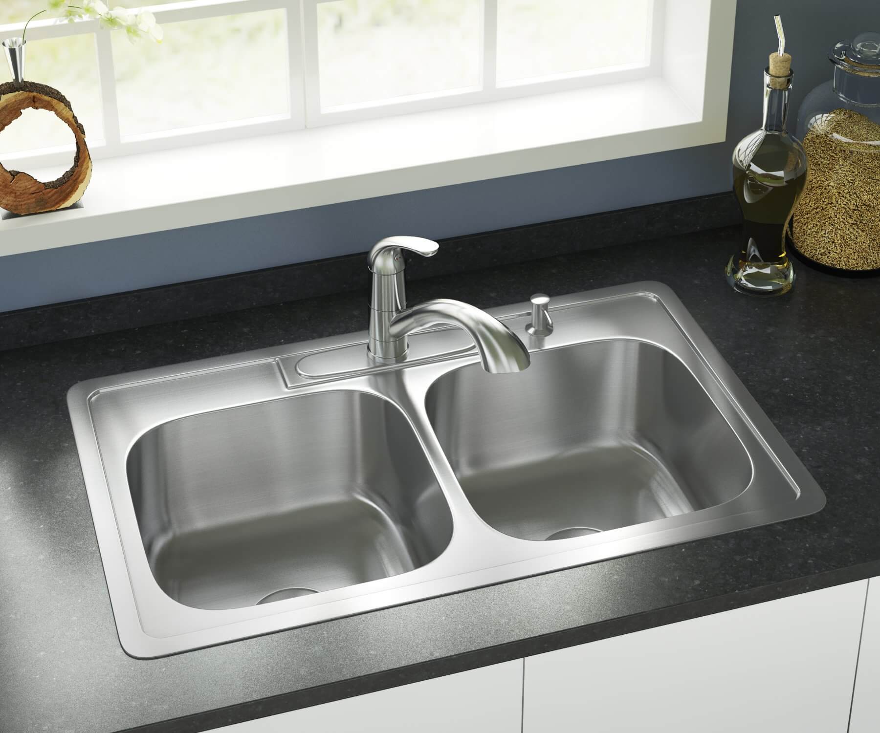 33" ADA-Compliant Top Mount Double Bowl Stainless Steel Kitchen Sink, ADA-TOP-3322-D - Image 3