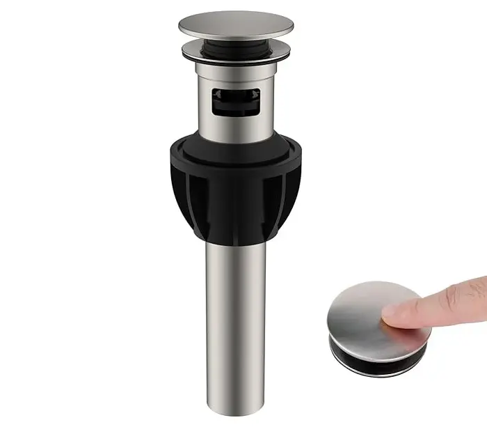 Push and Seal Stainless Steel Pop-Up Bathroom Drain Brushed Nickel, AL5-06-BN