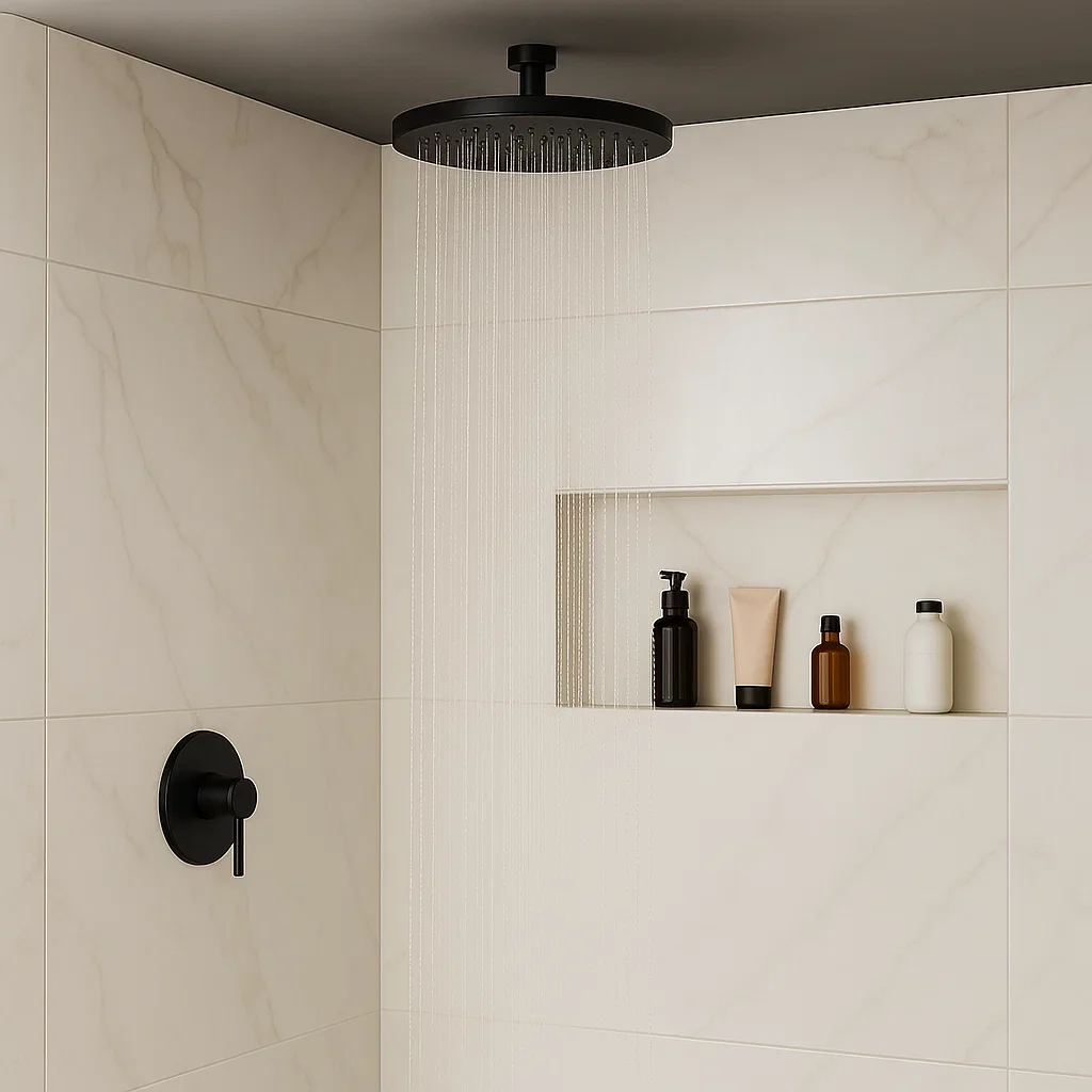 8" Round Matte Black Single-Function Rain Shower Head, AL8-06-BL - Image 3