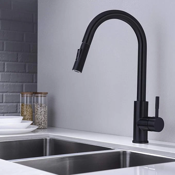 Matte Black Cylinder Pull-Down Kitchen Faucet Sprayer Head Replacement – Model AL805BL - Image 2