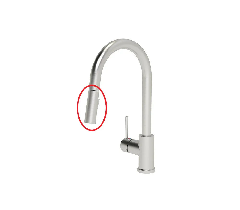 Brushed Nickel Cylinder Pull-Down Kitchen Faucet Sprayer Head Replacement – Model AL805BN - Image 2