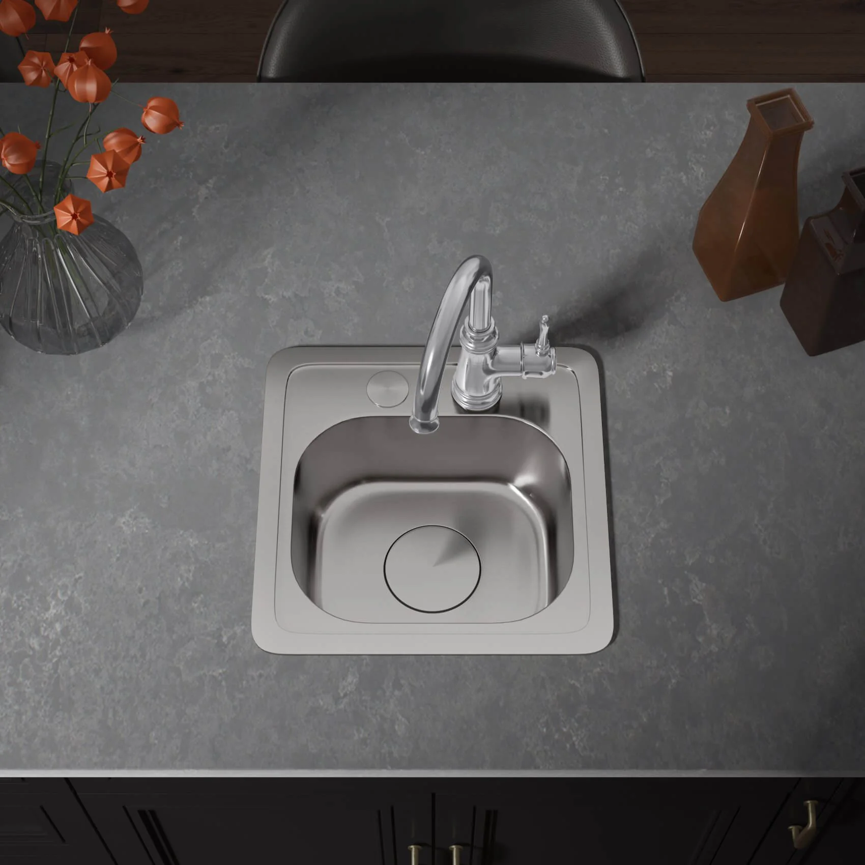 Goose Neck Single Handle Bar Faucet in Chrome, BAR-7260-C - Image 4
