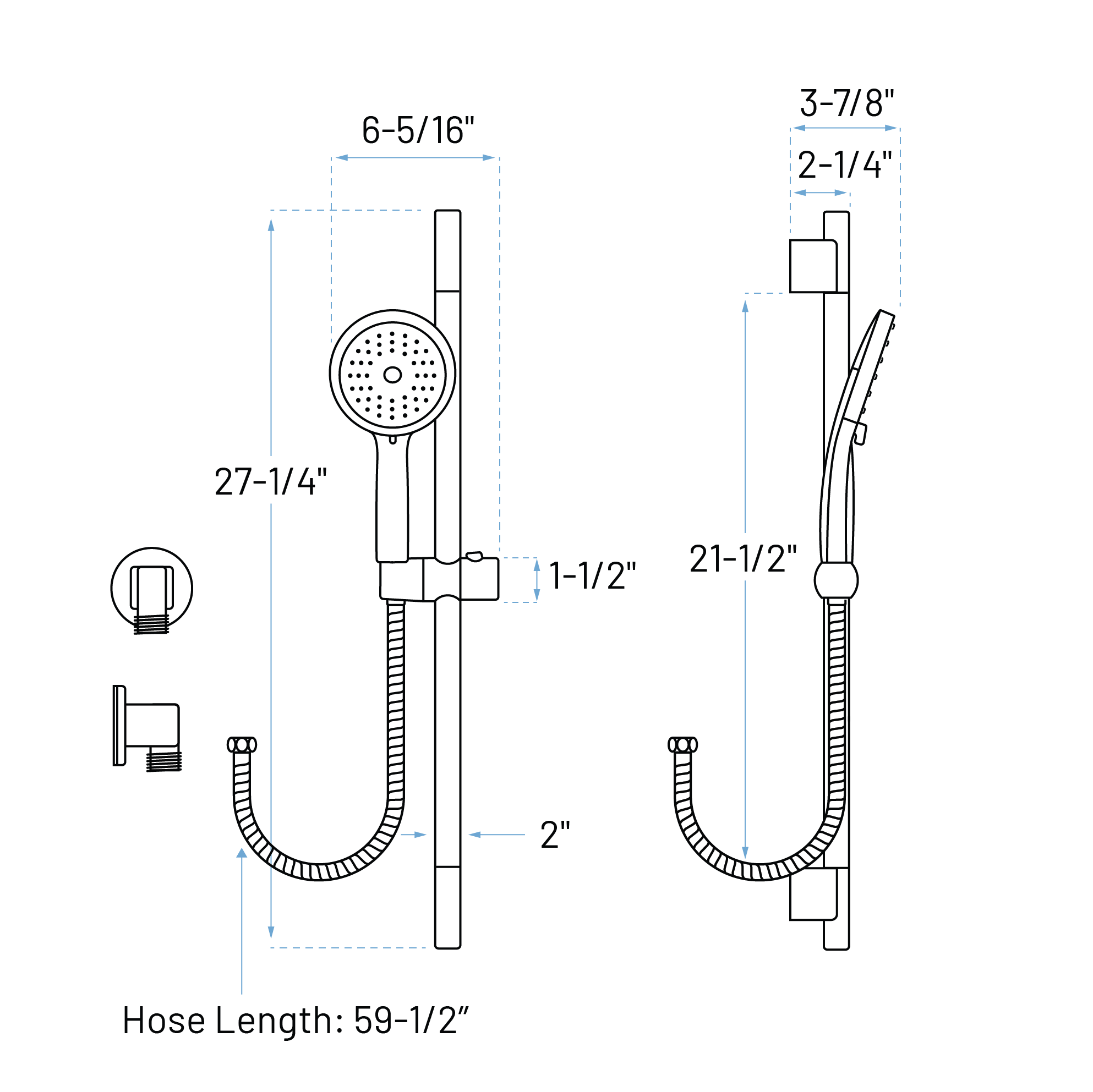 Matte Black Adjustable Spray Handheld Shower with Slide Bar, ADA-ST-72-BL - Image 2