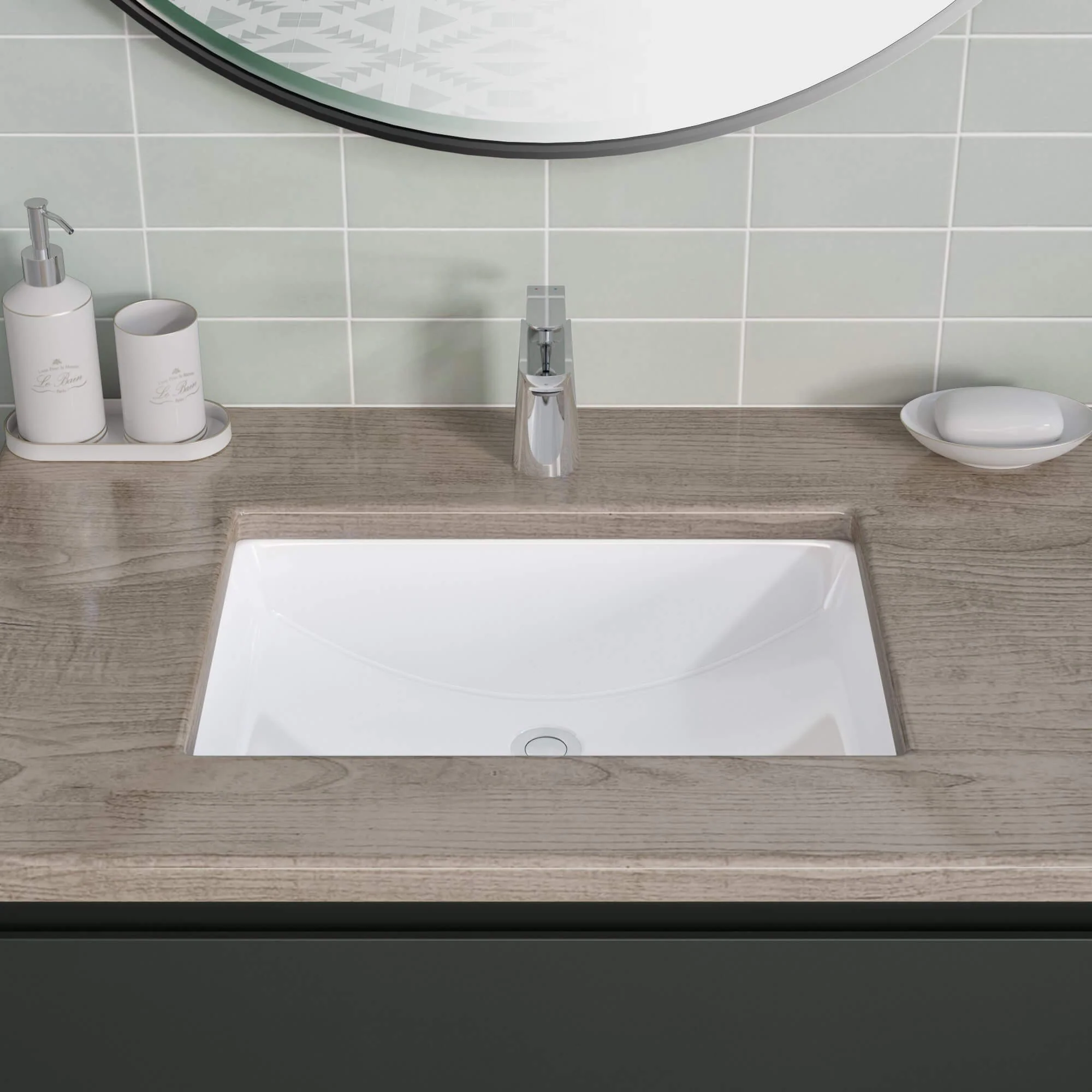 18-1/8" Rectangular Porcelain Undermount Bathroom Sink with Overflow Drain in White, VCS-1216-R - Image 3