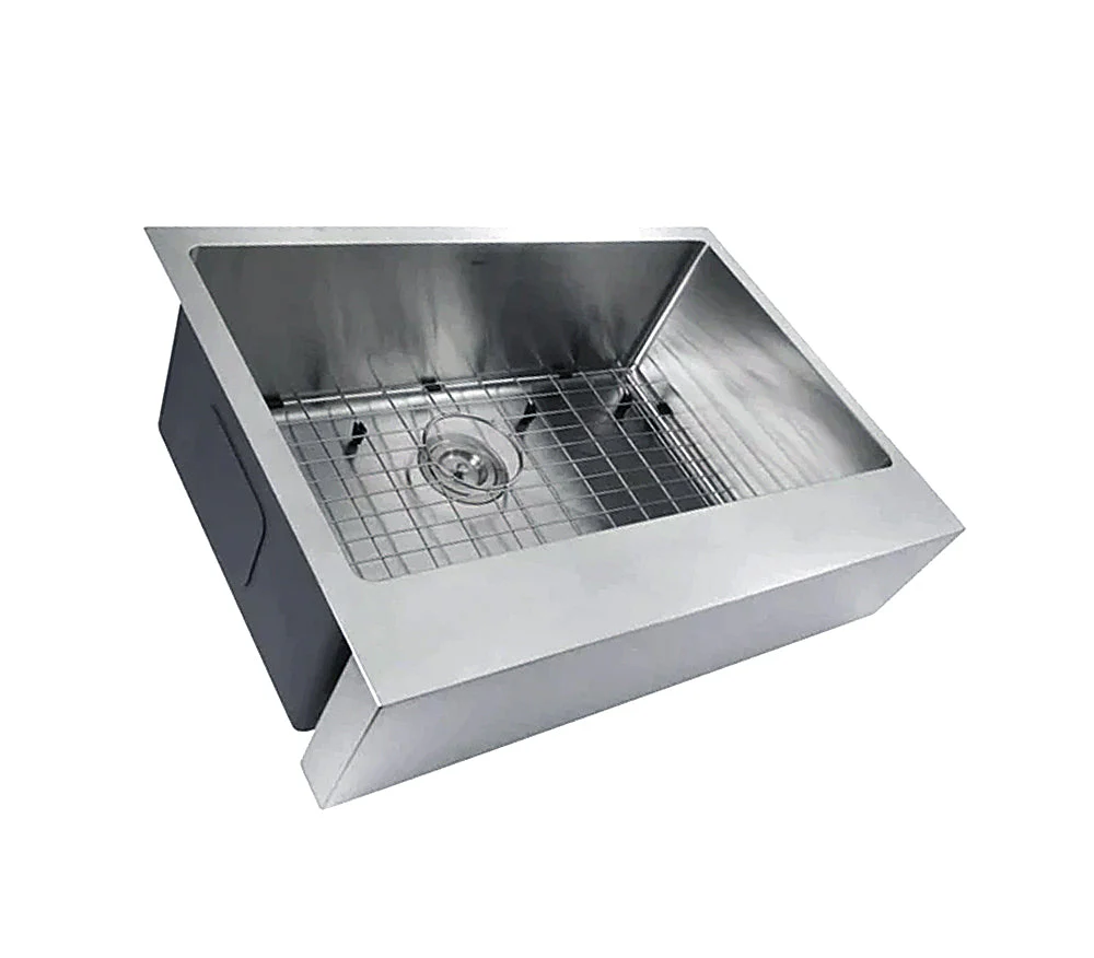 27" Farmhouse Retro Apron Front Stainless Steel Kitchen Sink, KH-2721-10-S-R15-FR - Image 6