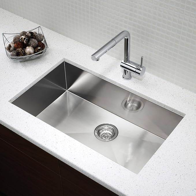 30" Zero Radius Undermount Stainless Steel Single Bowl Kitchen Sink, KH-3018-10-S-R0 - Image 4