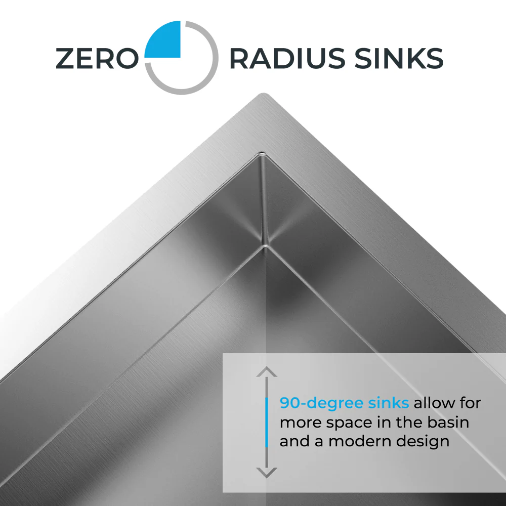 33" Zero Radius Undermount Stainless Steel Double Bowl Kitchen Sink, KH-3318-10-D-R0 - Image 4