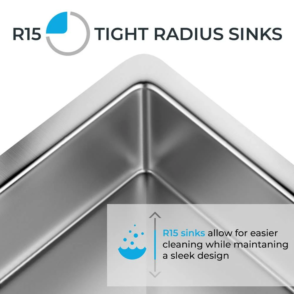 33" Undermount Stainless Steel Deep Single Bowl Kitchen Sink, KH-3318-10-S-R15 - Image 4
