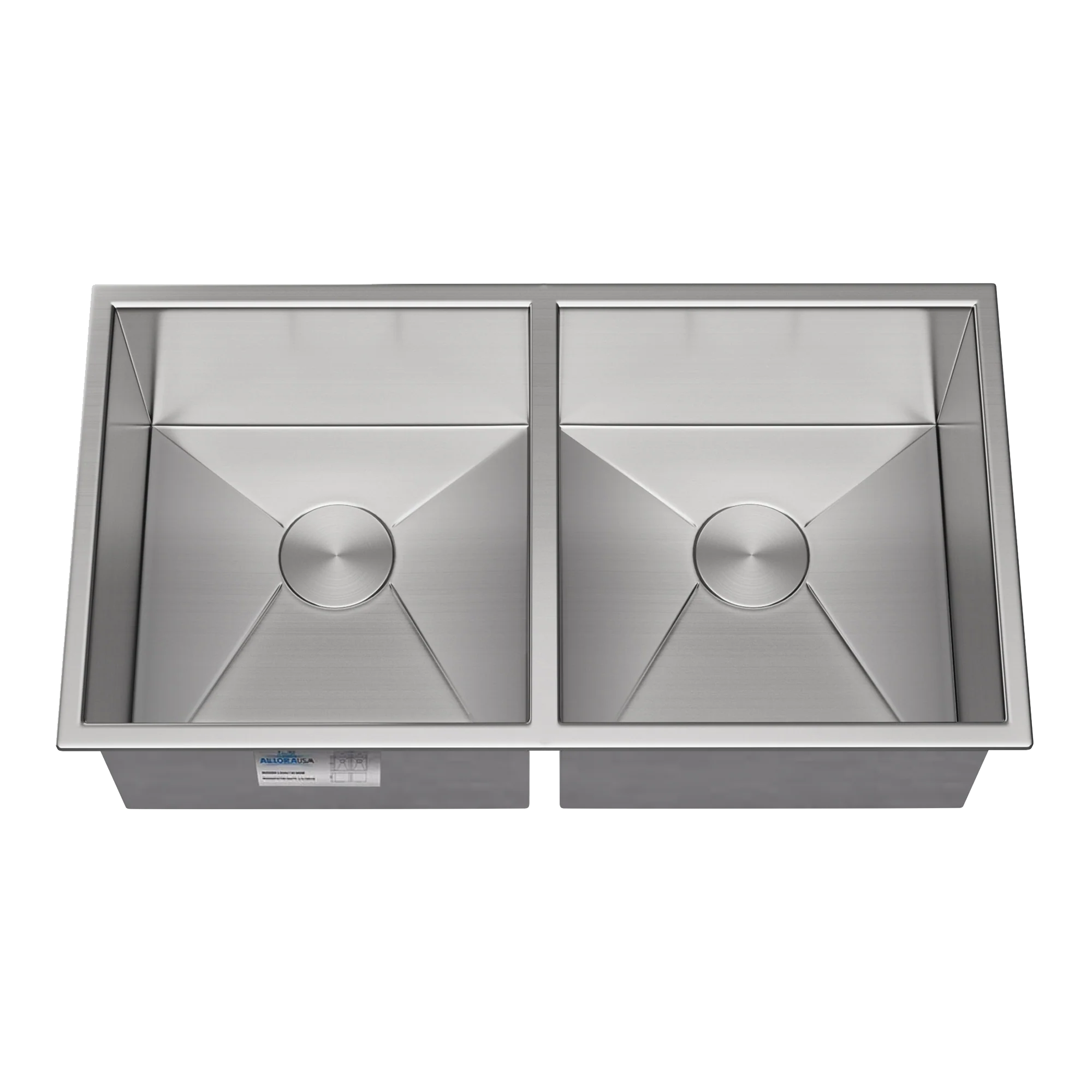 33" Extra Large Zero Radius Undermount Double Bowl Stainless Steel Kitchen Sink, KH-3318-9-D-R0