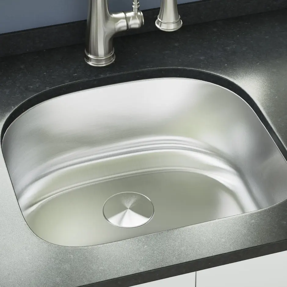 23" Undermount D-Shaped Stainless Steel Single Bowl 7-inch Deep Kitchen Sink, KSN-2321-7-S - Image 3