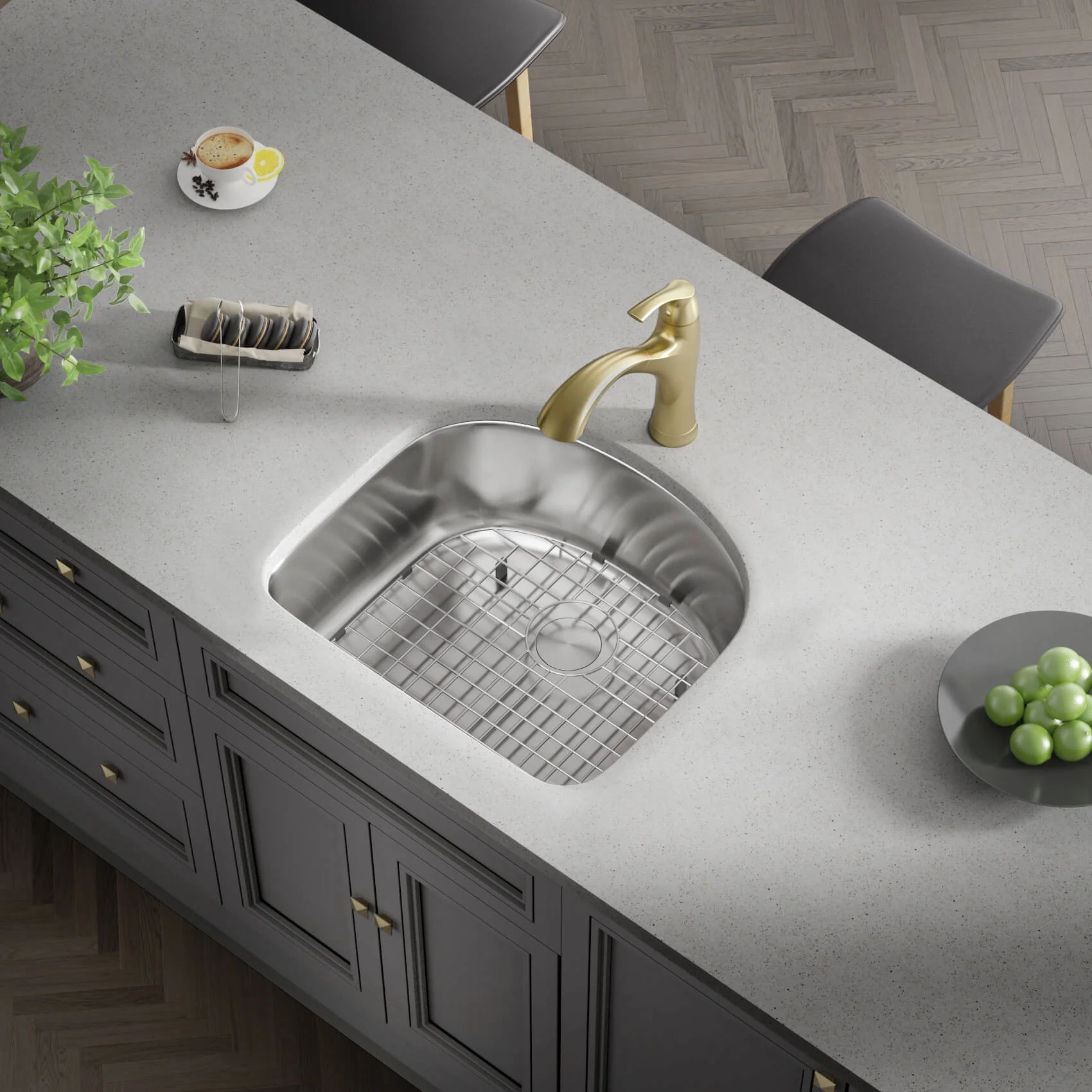 23" Undermount D-Shaped Stainless Steel Single Bowl 7-inch Deep Kitchen Sink, KSN-2321-7-S - Image 4