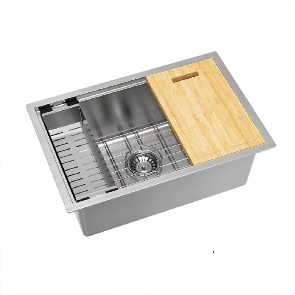 27" Workstation Undermount Stainless Steel Kitchen Sink with Accessories, KHWS-2718-10-S-R15 - Image 5