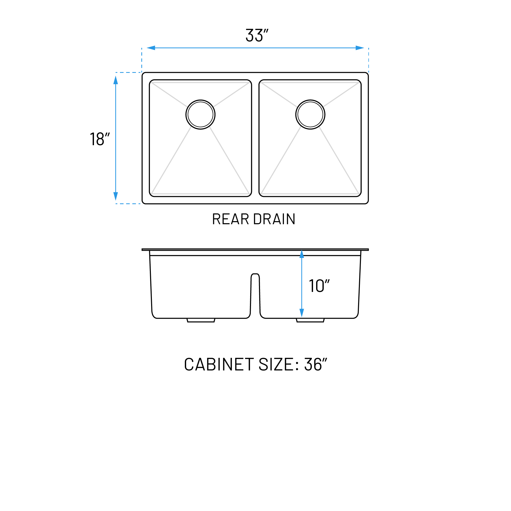 33" Workstation Double Bowl Undermount Kitchen Sink with Accessories, KHWS-3318-10-D-R15 - Image 2