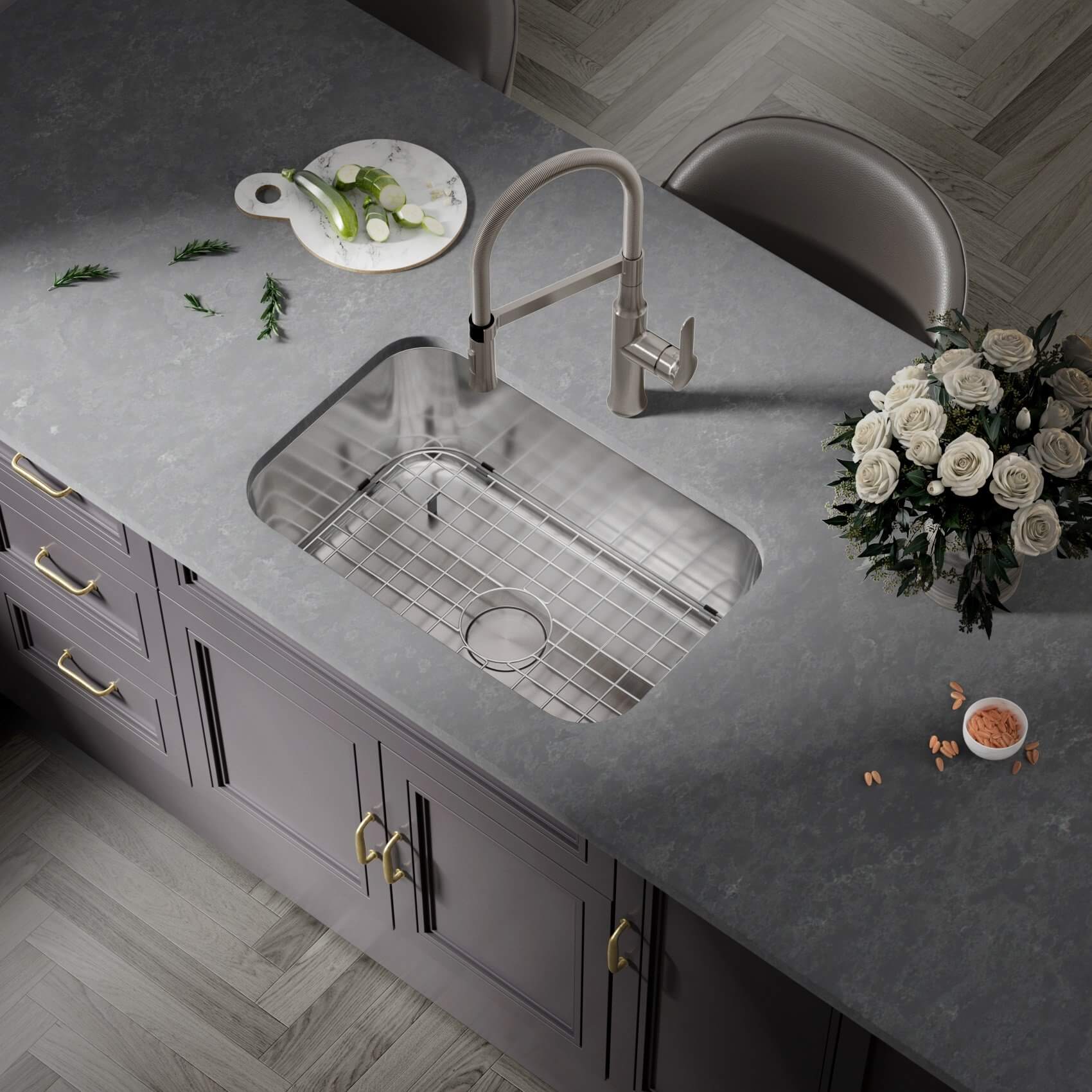31" Large Undermount Stainless Steel Single Bowl Kitchen Sink, KSN-3118-9-S - Image 7