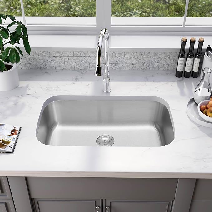 32" Extra-Large Undermount Stainless Steel Single Bowl Kitchen Sink, KSN-3218-9-S - Image 3