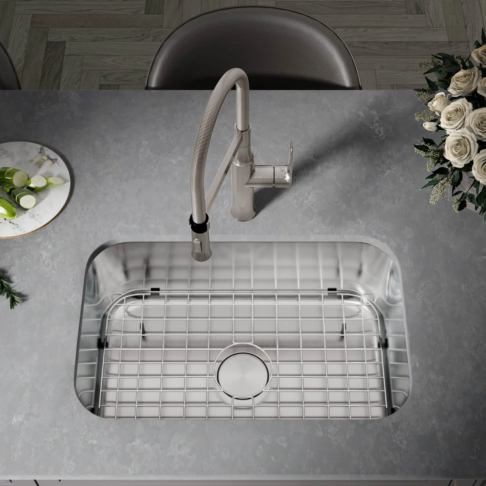 32" Extra-Large Undermount Stainless Steel Single Bowl Kitchen Sink, KSN-3218-9-S - Image 7