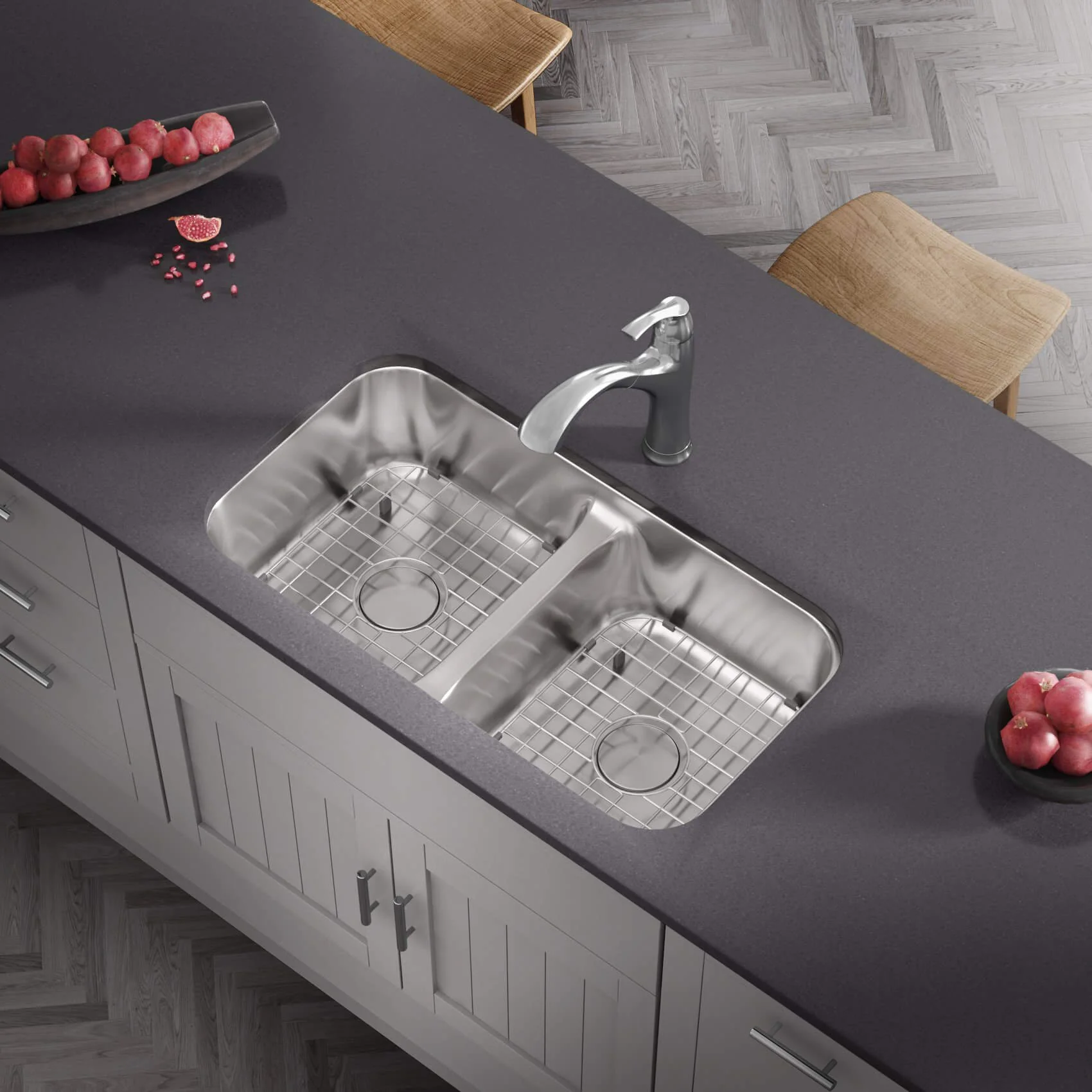 32" Undermount Low Divide 50/50 Double Bowl Stainless Steel Kitchen Sink, LD-3218 - Image 3