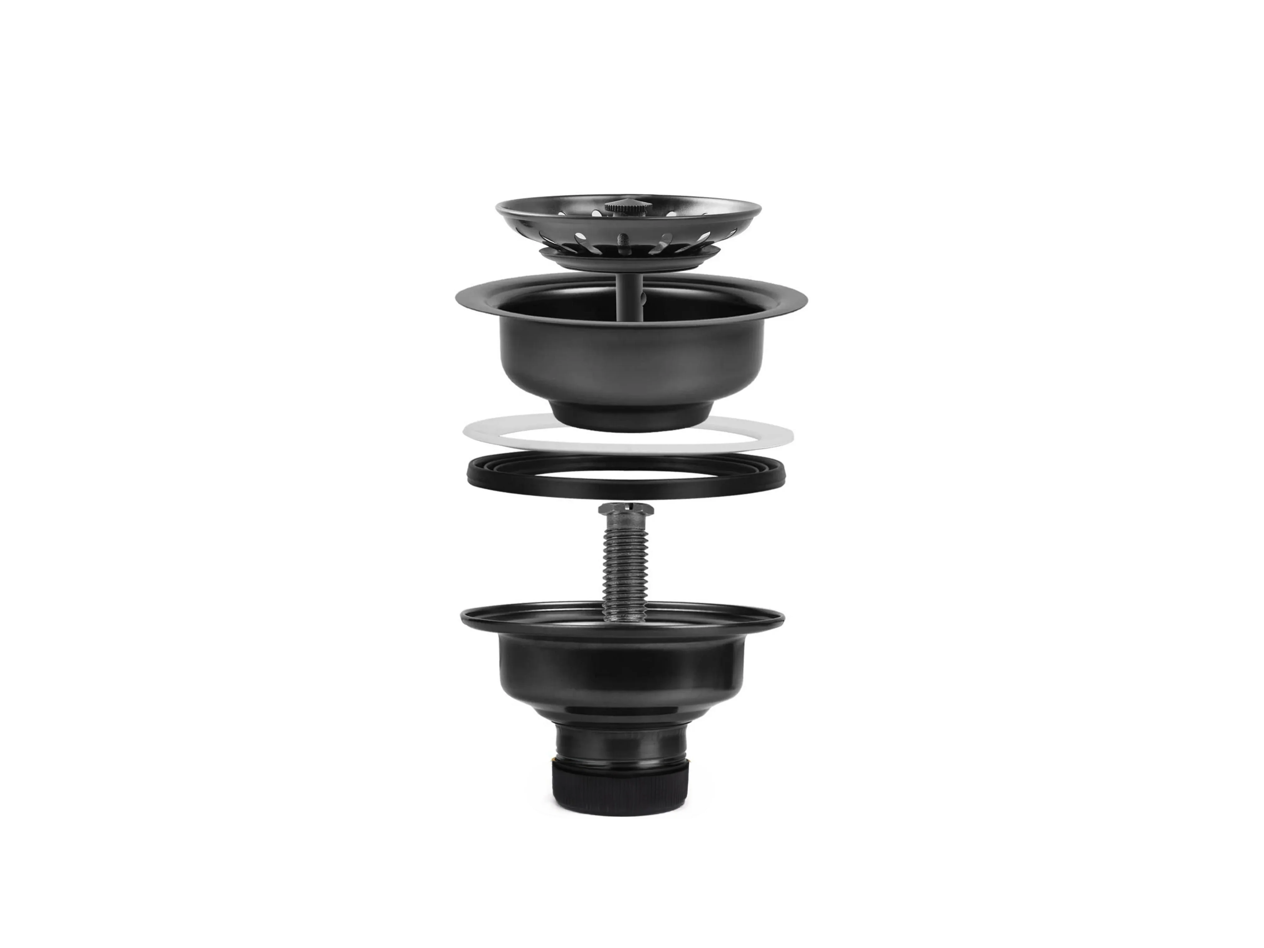 Matte Black Basket Strainer Set for 3-1/2" Drain Openings, SR-330-BL - Image 4