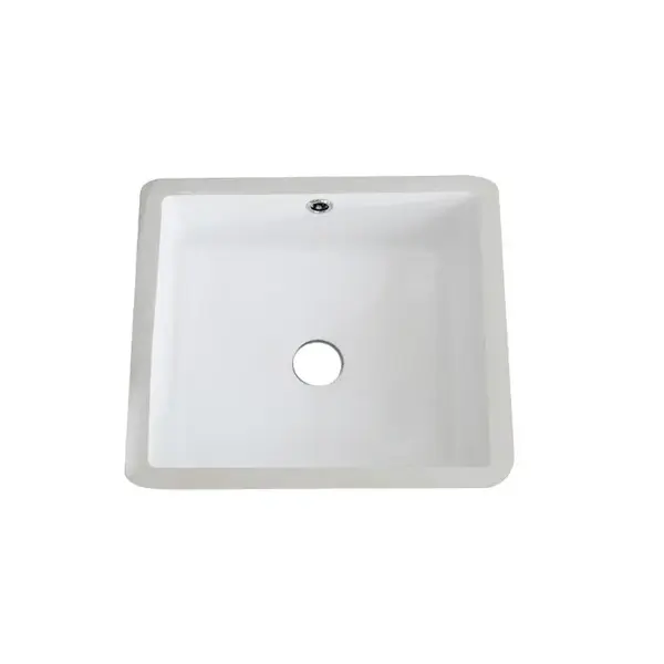 16 x 16" Square Porcelain Undermount Bathroom Sink with Overflow Drain in White, VCS-1414-R